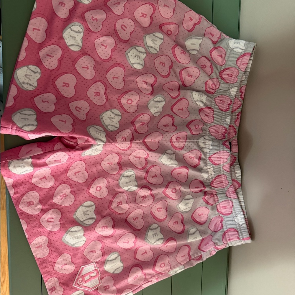 Pink Heart men’s baseball lifestyle shorts